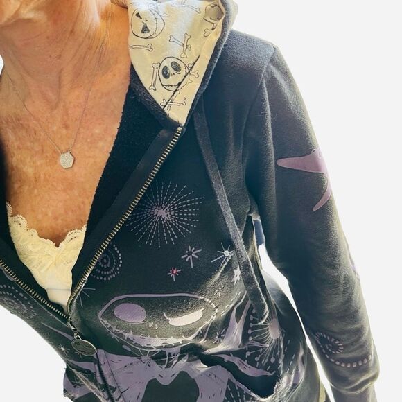 Y2K Disney Jack Night Before Christmas Fitted Full Zip Jacket hoodie Halloween S - Picture 8 of 13